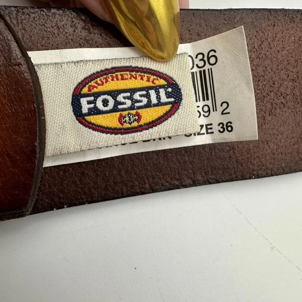 Fossil Men's Classic‎ Brown Leather Belt with Vintage-Style Buckle Size 36